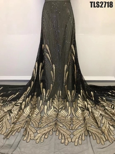 Supoo 품질 스팽글 수 놓은 아프리카 얇은 명주 그물 레이스 원단 프랑스 레이스 Dantel - Product Image 6