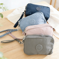 Dompet Koin & Tas Kunci Tahan Air Uniseks PU/Nilon Mini, Tempat Kartu Tiga Lapis, Tas Headphone Portabel Pendek 12X8Cm