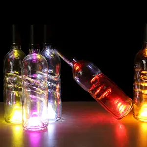 공장 OEM 뜨거운 인기있는 음료 바 제품 다채로운 LED 라이트 코스터 스티커 발광 Led 분위기 깜박이는 병 빛