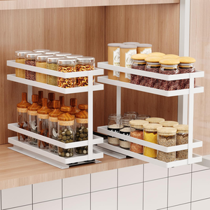 Étagère de rangement coulissante pour épices, sans assemblage, à 2 niveaux, pour les armoires supérieures intérieures - Product Image 1