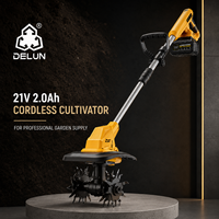 DELUN Motoculteur Électrique Sans Fil 21V, Batterie 2.0Ah, Largeur de travail 300mm, Profondeur de travail 220mm pour le déchaumage des jardins et le desserrage du sol