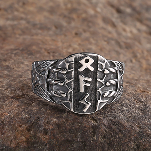 Anillo vikingo de acero inoxidable de recuerdo vikingo <span class=keywords><strong>para</strong></span> hombre, amuleto de runas nórdicas, joyería vikinga - Product Image 4