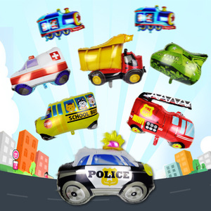 Ballons en aluminium en gros en forme de véhicules : avion, voiture de <span class=keywords><strong>police</strong></span>, excavatrice, camion à benne basculante, grue – Ballons jouets pour enfants - Product Image 4