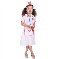 Costume de Docteur Mignon pour Fille, Ensemble de Costumes de Jeu de Rôle pour Enfants, Robe de Docteur Infirmière à Manches Courtes avec Cœur