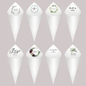 Conos de confeti de papel blanco personalizados al por mayor nombres personalizados <span class=keywords><strong>fechas</strong></span> para bodas despedida de soltera fiestas de graduación Acción de Gracias - Product Image 4