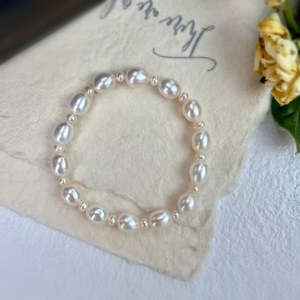 WENCHI Women's Elegant French Freshwater Pearl <b>Bracelet</b> & Bangle with Natural <b>Elastic</b> Rope 30g - Product Image 5
