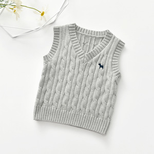 2021 mùa xuân dệt đồng bằng không tay vest bé trẻ em áo len giản dị - Product Image 4