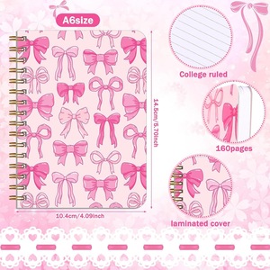 Ensemble de papeterie esthétique Coquette avec logo personnalisé, carnet à spirales et stylo, couverture rigide, 80 feuilles, ensemble cadeau pour le bureau et l'école - Product Image 4