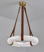 Lampes suspendues et lustres en albâtre luxueux télécommandés alimentés pour la décoration de la maison de conception de salon d'hôtel