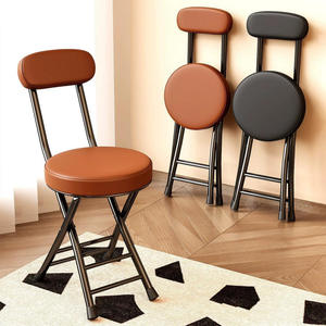 Sedia Pieghevole in Metallo con Seduta in PU dal Design Moderno, con Cuscino Spesso, per Interni ed Esterni, Arredamento per <span class=keywords><strong>Soggiorno</strong></span> - Product Image 2