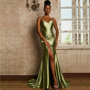 gold and green bridesmaid dresses Mismatched Olive Green Chiffon A-line Elegant Long Bridesmaid Dresses,  CB0278 main image 1