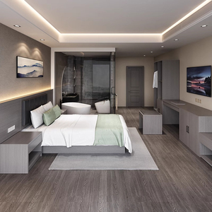 Set <span class=keywords><strong>Letto</strong></span> con Testiera in Legno Massello Personalizzato per <span class=keywords><strong>Hotel</strong></span>, Arredamento Moderno per Camere d'Albergo e Famiglie - Product Image 4