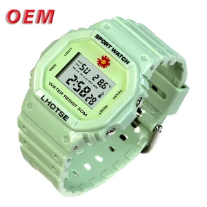 LHOTSE OEM Small square waterproof to measure the body temperature sports digital watches 3012-C