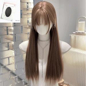El conjunto completo de pelo largo y liso para mujeres, moderno y juvenil, humano realista - Product Image 6