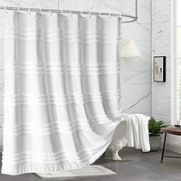Pour la vente chaude durable moderne rayure horizontale coupe fleur rideau de douche épaissi Polyester tissu rideau