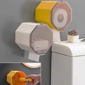 Soporte de papel higiénico al por mayor sin perforaciones, dispensador de papel para el hogar, estante de almacenamiento para inodoro, soporte de papel montado en la pared, cajón para papel. - Product Image 4