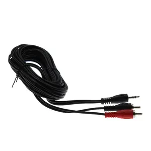 Conector de cinch, conector preto e vermelho de 1.5m, macho estéreo aux 3.5mm para 2rca cabo de áudio macho para cd players
