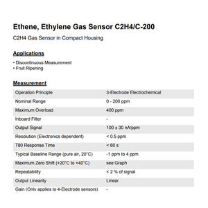 Capteur de gaz d'éthylène Membrapor C2H4C-200, électrochimique à 3 électrodes pour la mesure discontinue de la maturation des fruits - Product Image 1