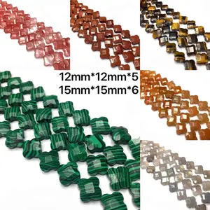 12-15毫米叶形圆珠虎眼宝石散珠珠宝制作棕色流行天然DHL手链项链