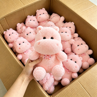 Offre Spéciale : Jouets en Peluche Hippo Bow Cartoon Mignons de 8 Pouces, Rembourrés en Coton PP, pour Machines à Pinces et Arcades pour Enfants