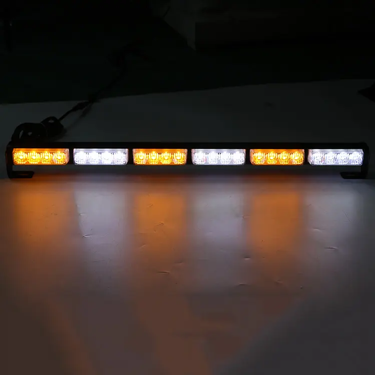 Biaochi แถบไฟเตือนสีขาวสีเหลืองอำพัน24 LED ความสว่างสูง64ซม. 25 "ไฟสัญญาณบอกทิศทางไฟกระพริบเพื่อความปลอดภัย