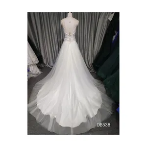 Nuevos productos calientes Vestido de novia blanco Señoras Flor Vestidos de novia largos baratos para mujeres