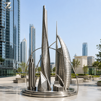 Sculpture d'art en acier inoxydable poli miroir en forme de voile pour la décoration de places urbaines, bureaux, parcs, entrées d'hôtels et aménagements paysagers