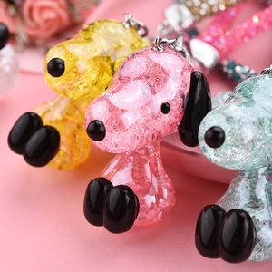 Porte-clés Chien <span class=keywords><strong>Beagle</strong></span> à Grandes Oreilles en Résine Craquelée Scintillante Kawaii, Breloque de Sac Brillante, Cordon de Sangle, Porte-clés de Voiture, Cadeau - Product Image 1