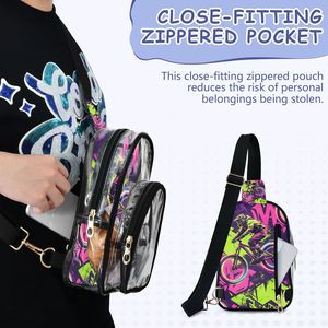 Bolso de pecho deportivo transparente de PVC con cierre de cremallera, diseño colorido, impermeable, para hombre - Product Image 6