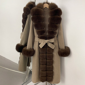 Jancoco <span class=keywords><strong>donna</strong></span> inverno cappotto in vera lana <span class=keywords><strong>con</strong></span> cintura <span class=keywords><strong>Trench</strong></span> di lana da <span class=keywords><strong>donna</strong></span> cappotto di lana <span class=keywords><strong>con</strong></span> <span class=keywords><strong>cappuccio</strong></span> e polsino <span class=keywords><strong>con</strong></span> collo di pelliccia di volpe - Product Image 6