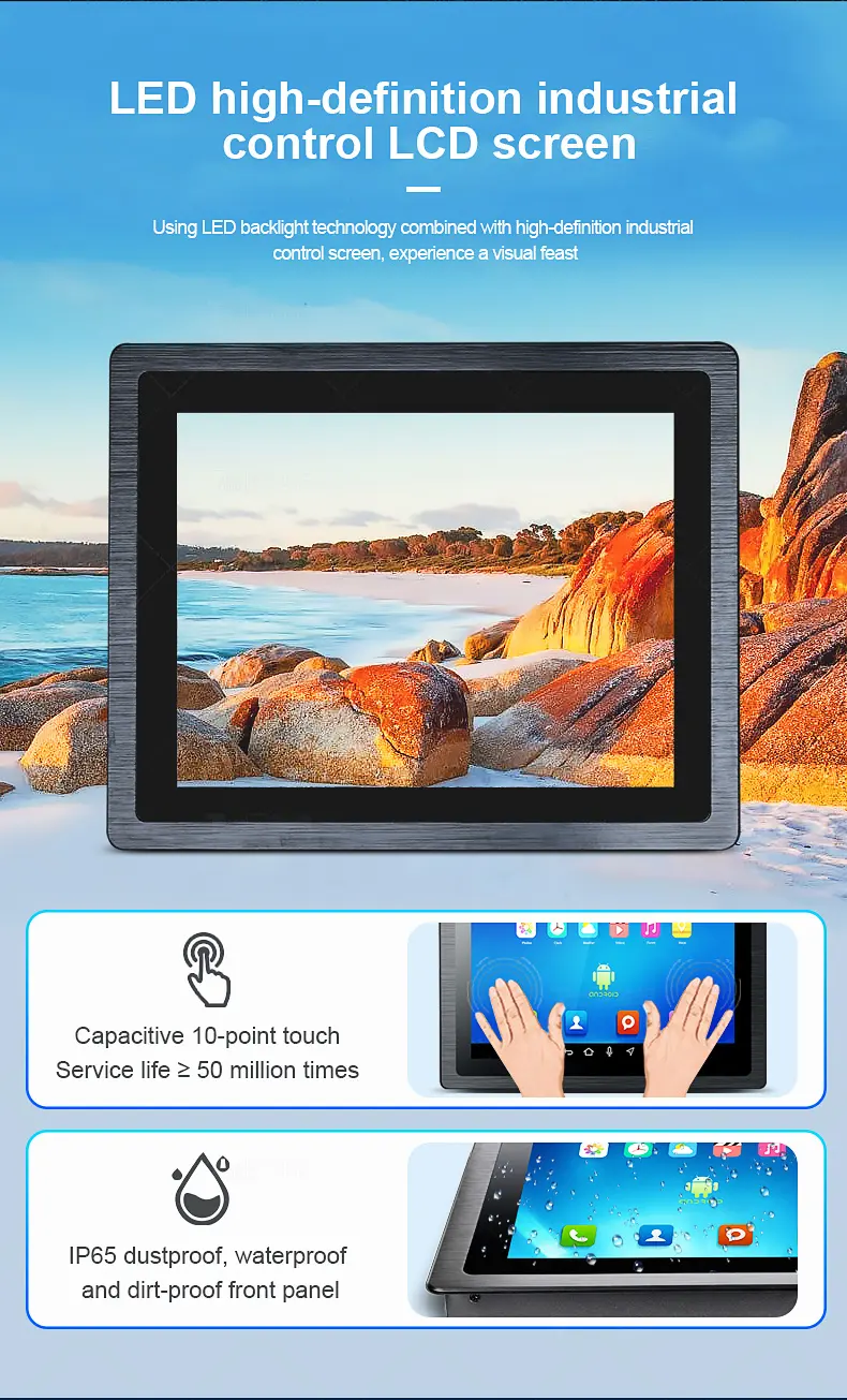 Open Frame 10" 12 15 17 19 22 Inch I3 I5 I7 Waterproof Full Ip65 Computer Kiosk All In 1 Industrial Capacitive Touchscreen Pc
