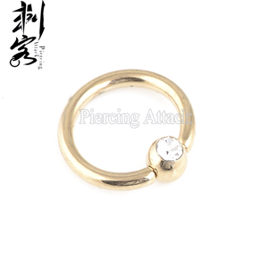 จิวใส่จมูกปิดรูเจาะจมูกแบบใสขนาด14นิ้วทำจากสเตนเลสสตีลเคลือบทอง - Product Image 4