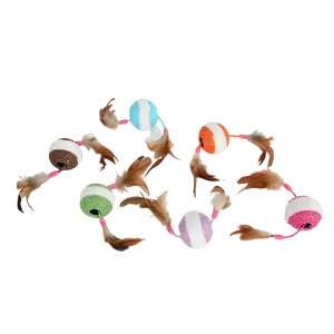 Atacado interativo gato hortelã gato brinquedo macio lã bola gato hortelã mastigar brinquedo com cauda de pena Pronto para enviar