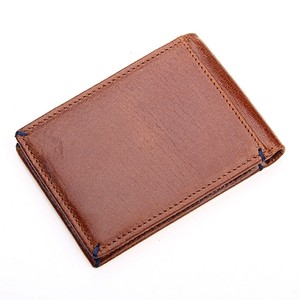 Alta calidad al por mayor de moda corto de cuero genuino dinero tarjetero hombres billetera plegable - Product Image 4