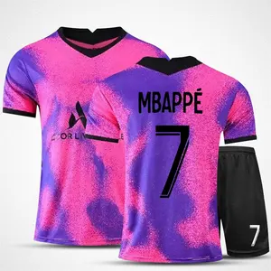 Thai Quality 2021 2023 Pink Soccer Jerseys Mens Kits 23 24 MBAPPE Football Shirts Quick Dry Sportswear PAris soccer uniform Sets