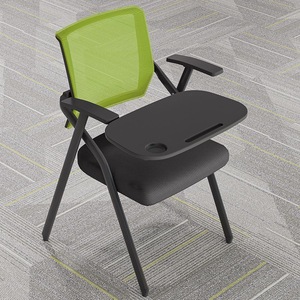 Chaise de bureau avec tablette d'écriture, table de formation pliable, style nordique, tissu non tissé et structure en acier, empilable, capacité de charge de 150 kg - Product Image 1