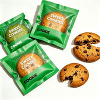 Sacs d'emballage pour biscuits avec fenêtre transparente et logo personnalisé, sacs en plastique violet de qualité alimentaire pour en-cas, biscuits, desserts, emballage de boulangerie