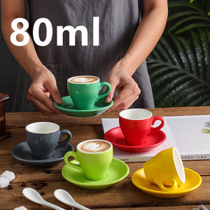 80ml Niedliches Oranges Keramik-Kaffee-Tee-Tassenset mit Kundenlogo, Verdickte Italienische Europäische Stil Latte Espresso Keramik Kleine Tasse - Product Image 2