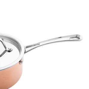 Casserole à long manche en cuivre triple couche <span class=keywords><strong>pour</strong></span> cuisinières à <span class=keywords><strong>induction</strong></span> et à gaz, capacité 1-2L, pot à lait en cuivre avec couvercle en acier inoxydable - Product Image 4