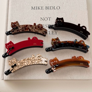 Pinza para el pelo de acetato con diseño de gato coreano y plátano, accesorio de moda para el cabello de mujer para fiestas - Product Image 1