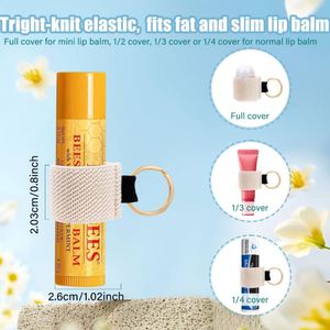 <b>Mini</b> Polyester Open Case Lip Balm & Lip Gloss Holder Keychain with Thread Design Portable Travel <b>Lipstick</b> Holder - Product Image 3