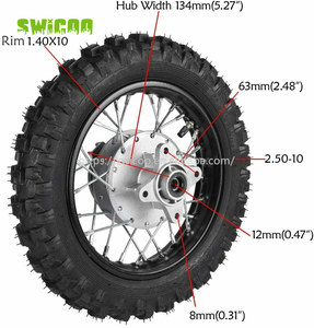 Moto de haute qualité 2.50-<span class=keywords><strong>10</strong></span> pneu de <span class=keywords><strong>roue</strong></span> de jante <span class=keywords><strong>arrière</strong></span> roues de <span class=keywords><strong>10</strong></span> pouces pour 50cc 70cc 110cc SSR Coolster <span class=keywords><strong>Dirt</strong></span> Pit Bike - Product Image 2