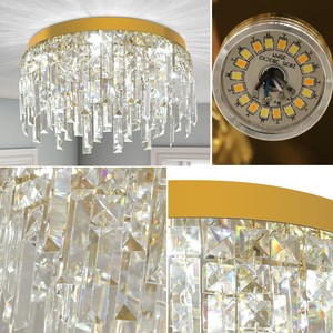 Plafonnier LED moderne de luxe, créatif, rond, encastré, en cristal, pour hôtel, salon, éclairage changeant de couleur, 3 couleurs - Product Image 3
