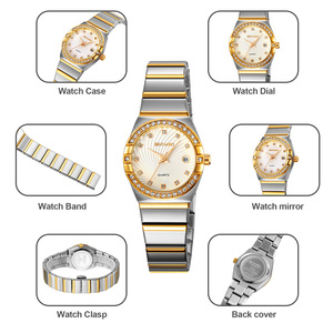 Reloj de cuarzo auténtico para mujer, reloj de acero inoxidable con detalles de diamantes, reloj informal impermeable para negocios - Product Image 2