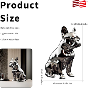 Pieza decorativa de lujo Linda estatua de perro de globo de resina de Bulldog francés - Product Image 3