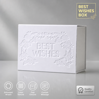 Boîte Cadeau en Papier Gaufré Blanc Leabon, Motif Couronne Florale, Texture Lin, Idéale pour Cadeaux de Mariage, Vente en Gros Direct Usine