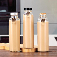 Bouteilles en verre réutilisables de haute qualité de 150 ml, 250 ml, 280 ml, 350 ml, 400 ml, 500 ml pour jus, bouteille d'eau avec couvercles en métal