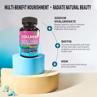 Pilules de collagène en peptides avec biotine, acide hyaluronique, vitamines et minéraux pour la peau, les cheveux, les ongles et le soutien des articulations, capsules végétaliennes OEM