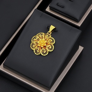 Jxx - Collar con Colgante de Flor de Latón Chapado en Oro para Mujer, Joyería Hip Hop para Novia, Estilo Indio para Niñas, Inspirado en Dubái y Turquía - Product Image 6