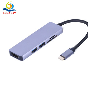Lung Kay Type C To Hmdi 5 In 1 Adapter Cable <b>Usb</b> 3.0 Hub For Android Devices - Product Image 1